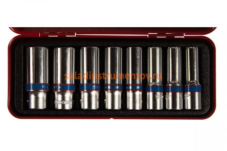 Набор шестигранных глубоких торцевых головок 3/8", 10-19мм, 8шт KING TONY 3508MR