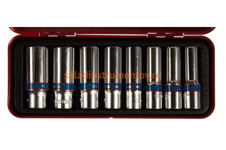 Набор шестигранных глубоких торцевых головок 3/8", 10-19мм, 8шт KING TONY 3508MR