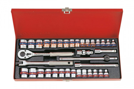 Набор двенадцатигранных торцевых головок с принадлежностями 3/8", 6-22мм, 1/4"-13/16", 36шт KING TONY 3036CR