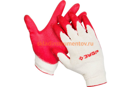 Перчатки хлопчатобумажные с покрытием из латекса (размер S-M) "Мастер" Зубр 11458-S
