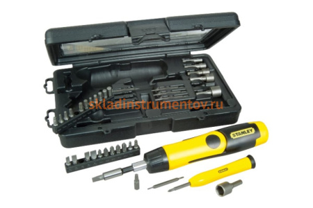 Отвертка со вставками 38 предметов в футляре Stanley 0-63-038
