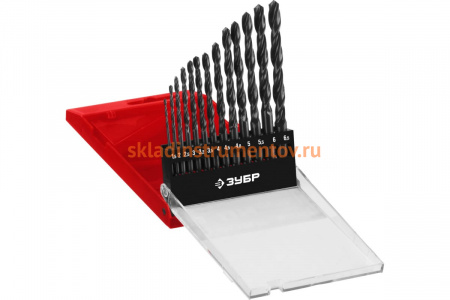 Набор сверл по металлу МАСТЕР 1.5-6.5 мм, быстрорежущая сталь, класс В, 13 шт. Зубр 29605-H13