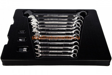 Набор трещоточных комбинированных ключей (ложемент, 15 предметов) KING TONY 9-10115MR