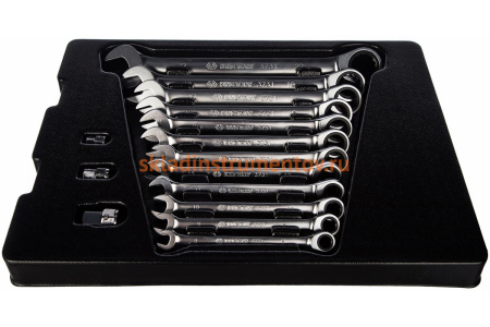 Набор трещоточных комбинированных ключей (ложемент, 15 предметов) KING TONY 9-10115MR