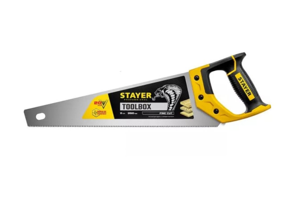 Ножовка многоцелевая пила Stayer "Cobra TOOLBOX" 350 мм, 11 TPI, мелкий прямой закаленный зуб, точный рез, 2-15091-45_z01