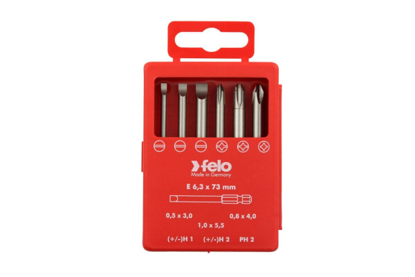 Набор бит SL/H +/- Industrial 73 мм в кейсе, 6 шт. Felo 03292716
