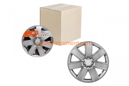 Колесные колпаки Airline 14" Гелакси, серебристый, карбон, 2 шт. AWCC-14-19