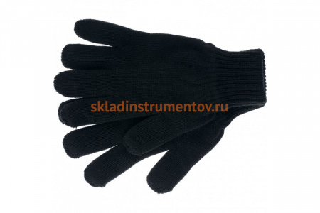 Трикотажные перчатки с двойной манжетой СИБРТЕХ, акрил, чёрные 68671