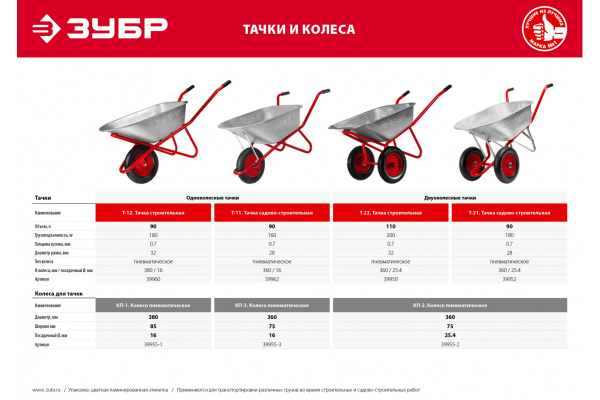 Строительная одноколесная тачка ЗУБР Т-12 180 кг 39960 Строительная одноколесная тачка ЗУБР Т-12 180 кг 39960