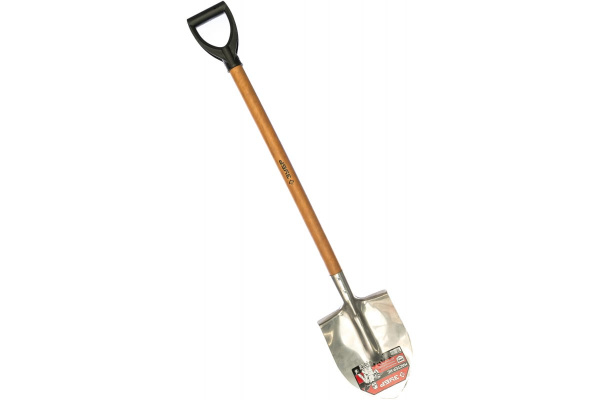 Штыковая лопата из нержавеющей стали, деревянный черенок, с рукояткой ЗУБР Мастер-НС 39447