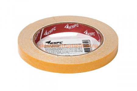 Монтажная клейкая лента на вспененной основе КУРС белая, 15мм х 10м 11784