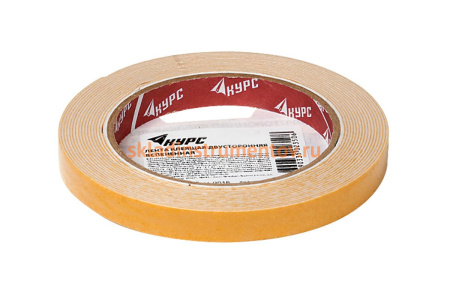 Монтажная клейкая лента на вспененной основе КУРС белая, 12мм х 5м 11781