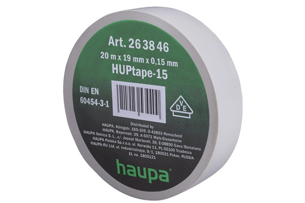 Изолента ПВХ HAUPA цвет серый, шир.19 мм, длина 20 м, d 74 мм 263846