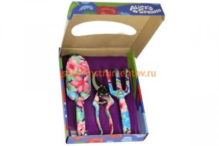 Садовый набор Цветочный дизайн из 3-х предметов: совок, секатор, вилка Центроинструмент 1114-2