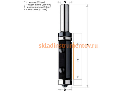 Фреза обгонная со сменными ножами (19x50 мм; хвостовик 12 мм; RH) CMT 657.993.11B