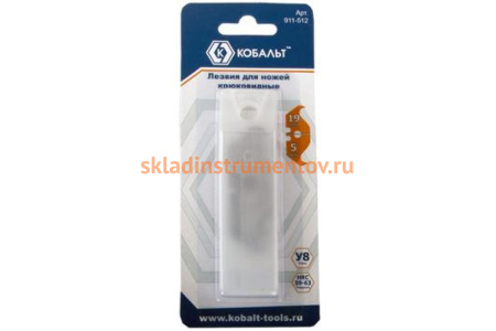 Лезвия сменные для ножей 19 мм, сталь У8, 5 шт. КОБАЛЬТ 911-512