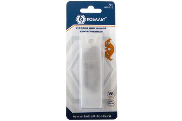 Лезвия сменные для ножей 19 мм, сталь У8, 5 шт. КОБАЛЬТ 911-512