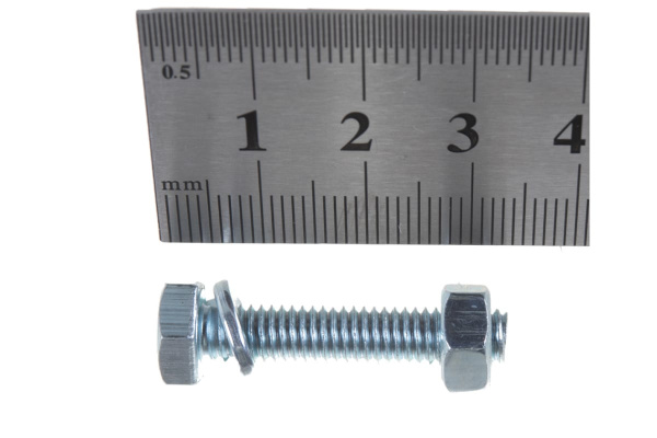 Болт с шестигранной головкой в комплекте с гайкой, шайбой, шайбой пружинной, ЗУБР, МАСТЕР, 303436-06-030