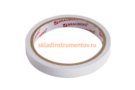 Клейкая двухсторонняя лента BRAUBERG 12 мм х 10 м, бумажная основа 227267