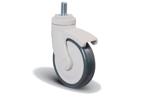 Колесо аппаратное поворотное с подшипником с болтом M12 125 мм для медицинского оборудования MFK-TORG EC05-MBT-125 M12