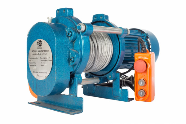 Электрическая лебедка TOR ЛЭК-500 E21 (KCD) 500 кг, 220 В с канатом 100 м 1002130