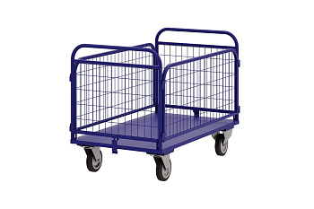 Тележка RUSKLAD платформенная с сетчатыми бортами и складными ручками  ТСРС 2 (600х900) d125мм Тележка RUSKLAD платформенная с сетчатыми бортами и складными ручками  ТСРС 2 (600х900) d125мм