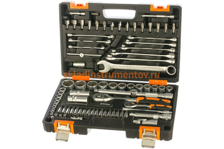 Набор инструментов 1/2, 1/4 дюйма, CrV, пластиковый кейс 82 предмета Вихрь 73/6/7/3