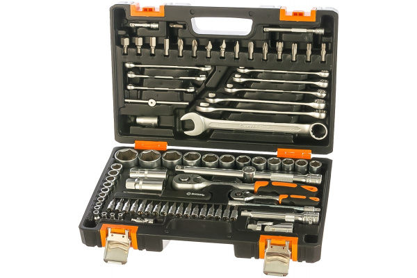 Набор инструментов 1/2, 1/4 дюйма, CrV, пластиковый кейс 82 предмета Вихрь 73/6/7/3