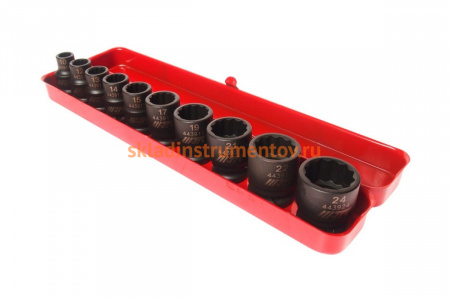 Набор ударных двенадцатигранных торцевых головок 1/2" 10-24мм 10шт JTC-J410P