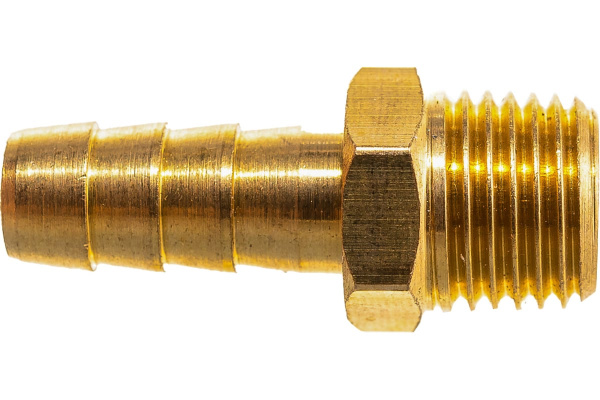 Штуцер пневматический наружная резьба 1/4- елочка 8 мм, 2 шт. + хомуты ROCKFORCE RF-MH04/05