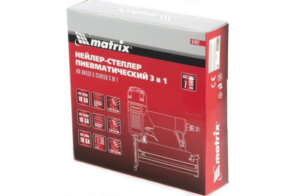 Пневматический нейлер-степлер с регулировкой глубины MATRIX 3 в 1 57427