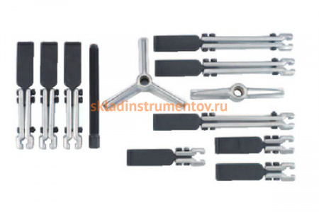 Универсальный переставной двух и трехлапый съёмник подшипников (150, 220, 300 мм) 12 предметов FORCE 66627