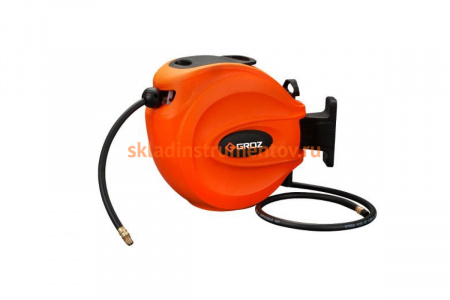 Катушка со шлангом из вулканизированной резины армированные с фитингами 15 м воздух/вода GROZ GR47940