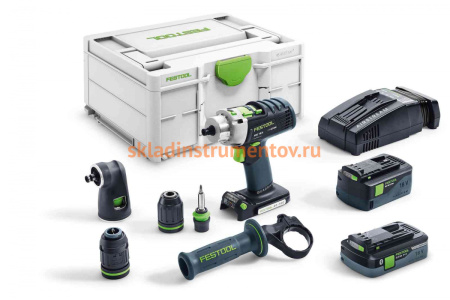 Аккумуляторная ударная дрель-шуруповерт FESTOOL PDC 18/4 5,2/4,0-Set/XL-SCA 576469