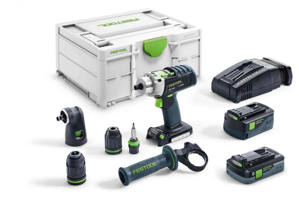 Аккумуляторная ударная дрель-шуруповерт FESTOOL PDC 18/4 5,2/4,0-Set/XL-SCA 576469