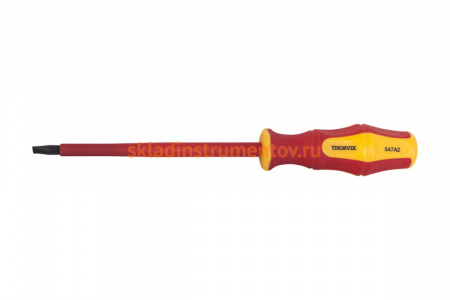 Шлицевая диэлектрическая отвертка THORVIK SDLI512 VDE 1000 v SL5.5x125 мм 52174