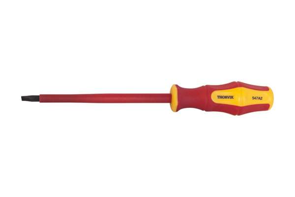 Шлицевая диэлектрическая отвертка THORVIK SDLI512 VDE 1000 v SL5.5x125 мм 52174