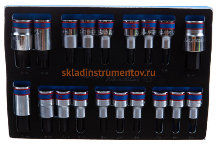 Набор торцевых насадок HEX и SPLINE (ложемент, 19 предметов) KING TONY 9-4129PRV