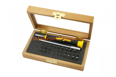 Набор бит Microline Profi с отверткой в деревянной коробке NAREX 850110