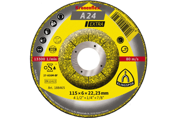 Круг обдирочный по металлу (115х22.2 мм) для УШМ KLINGSPOR 188465