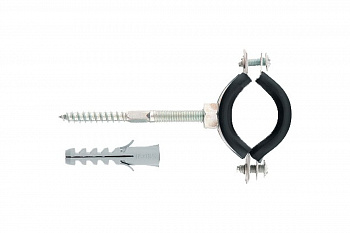 Сантехнический хомут СИБРТЕХ д/труб 59-66 2", резин, упл шпилька+дюбель 48169