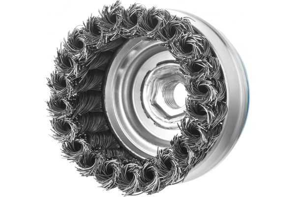 Щетка чашечная усиленная ЭКСПЕРТ (80 мм; М14; 0.5 мм плетеные пучки стальной проволоки) для УШМ Зубр 3527-080_z01