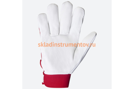 Кожаные перчатки Jeta Safety Mechanic, цвет красный/белый, манжета велкро JLE301-10/XL Кожаные перчатки Jeta Safety Mechanic, цвет красный/белый, манжета велкро JLE301-10/XL