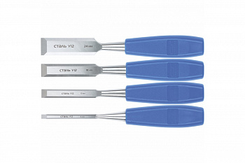 Набор плоских стамесок СИБРТЕХ 4 штуки, 6-12-18-24 мм 24422