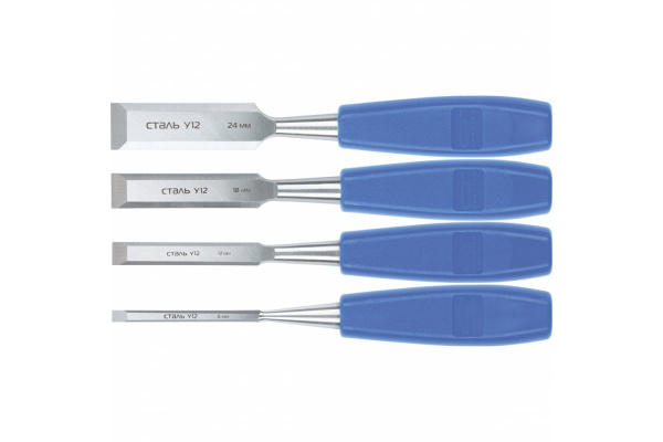 Набор плоских стамесок СИБРТЕХ 4 штуки, 6-12-18-24 мм 24422