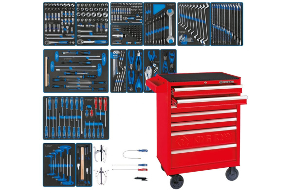 Набор инструментов KING TONY "BOARD" в красной тележке, 325 предметов 934-325MRV