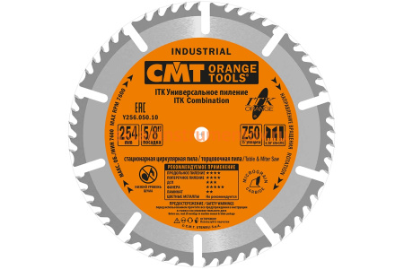 Диск пильный 254х2,5/1,8х15,87 Z=50 1FTG+4/20°ATB CMT Y256.050.10