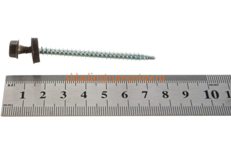 Саморезы для крепления кровельных материалов к деревянной обрешетке Зубр цвет RAL 8028 земельно-коричневый, оцинкованные, 4,8x70мм, 800шт 4-300310-48-070-8028