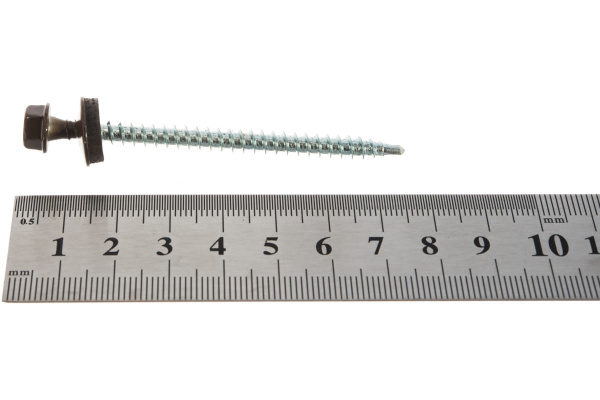 Саморезы для крепления кровельных материалов к деревянной обрешетке Зубр цвет RAL 8028 земельно-коричневый, оцинкованные, 4,8x70мм, 800шт 4-300310-48-070-8028