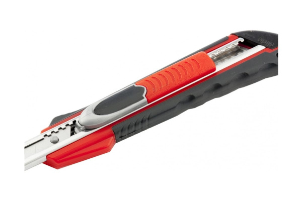 Нож 9мм, выдвижное лезвие, металлическая направляющая, двойная фиксация, эргономичная двухкомпонентная рукоятка MATRIX QUIK BLADE 78934